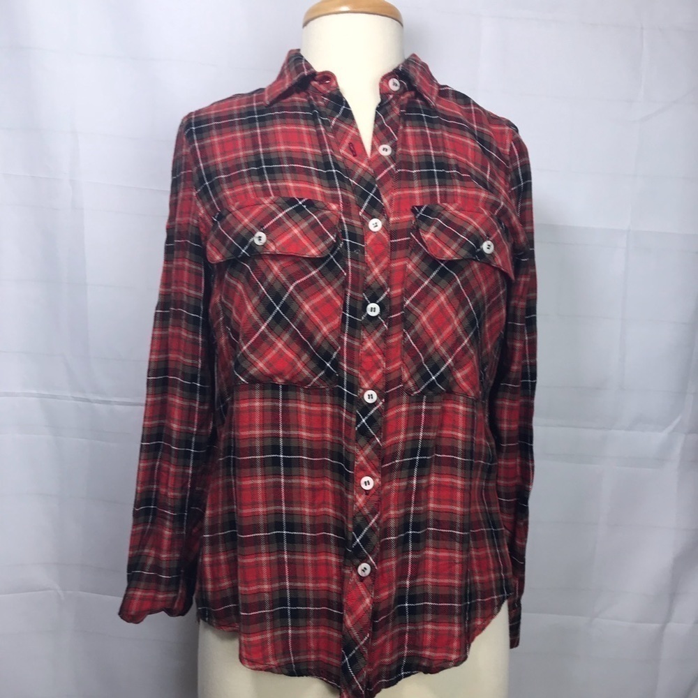 Alison Andrews Plaid button down shirt S long s